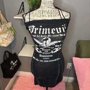 PRIMEVIL Y2K VINTAGE TUBE TOP DRESS. SOO SEXY!! LACE-UP BACK W/TONS OF GROMMETS!